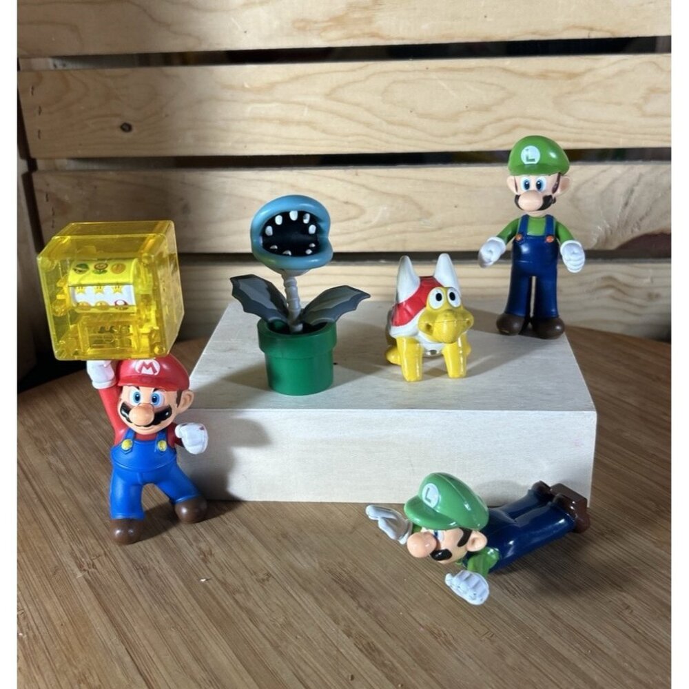 Lot Of 5 Jakks Pacific McDonalds Mario Luigi Piranha Koopa Turtle Action Figures